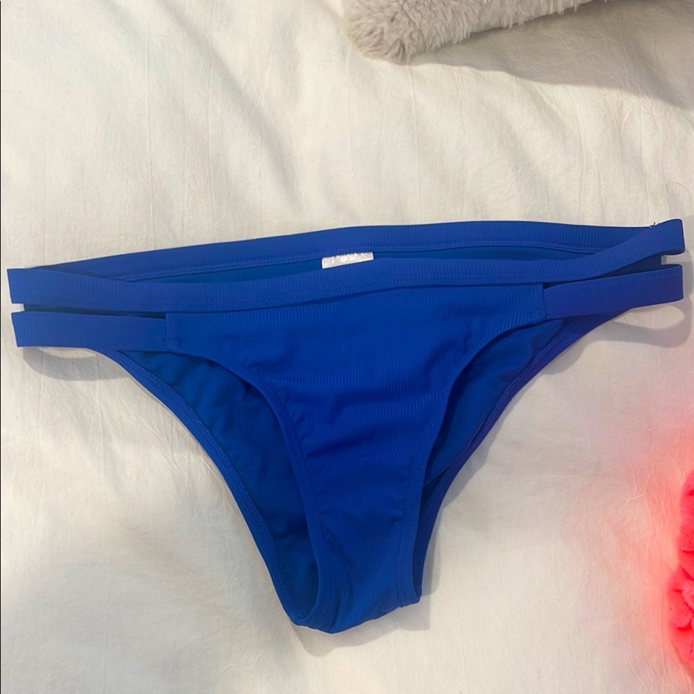 Blue Bikini Bottom with Double Strap
